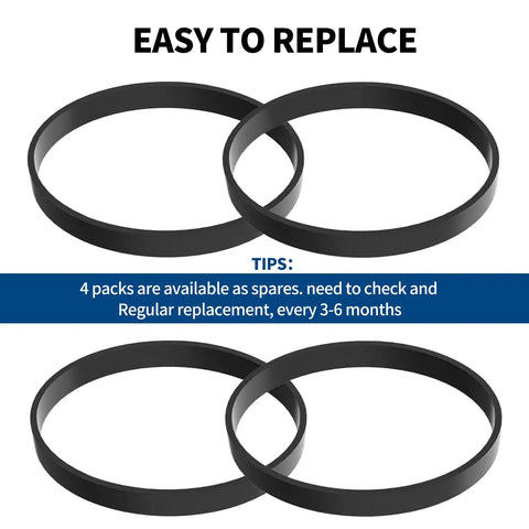 Two Pack Replacement Vacuum Belts 562932001 For WindTunnel Upright Vacuums, black rubber, easy to install, shown on white background