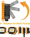 Beast Bright Dual Pack 30W LED Work Lights with 180° rotation and magnetic base, showcasing adjustable angles in yellow and black.