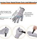 Image showing cut-proof gloves, protecting hands from cuts, suitable for handling sharp tools, offering excellent grip and comfort.