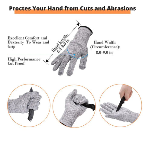 Image showing cut-proof gloves, protecting hands from cuts, suitable for handling sharp tools, offering excellent grip and comfort.