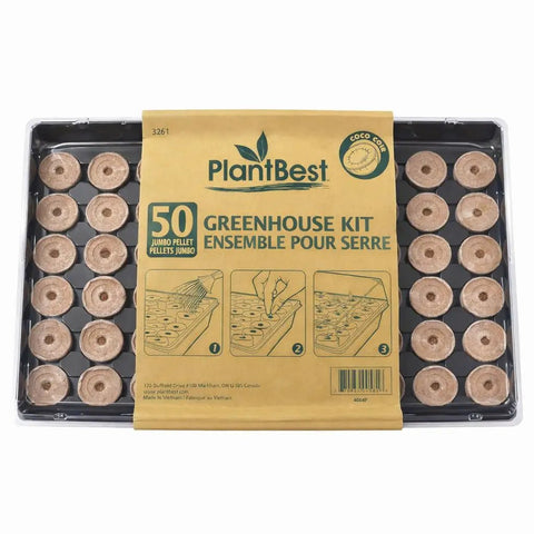 Coconut Coir Seed Starter Kit With 50 Jumbo 42mm Pellets Peat Free Indoor Greenhouse Seed Starter Tray in packaging