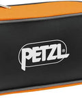 Heavy Duty Crampon Pouch Fakir Pro Grade Weather Resistant Storage Bag showing black and orange design with Petzl branding.