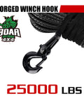 Beefed Up Heavy Duty Synthetic Winch Rope Three Eighths Inch Diameter Ninety Two Feet Long For 25000 Lb Recovery With Hook Cable
