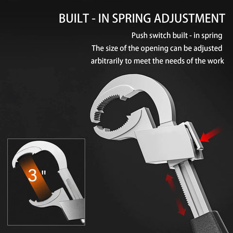Universal Adjustable Double Ended Wrench For Faucets And Pipes DIY Home Plumbing Tool with built-in spring adjustment feature