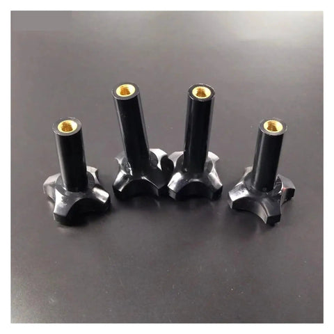Four Pack M8 Clamping Nuts Screw Replacement Kit Rock Solid Fittings For Soft Serve Ice Cream Machines with black steel handles.