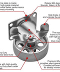 Beefy Heavy Duty Steel Swivel Plate Caster Wheels With Brake Lock, 3.5 Inch Wheel Diameter, 350 Lb Capacity, all steel gray.