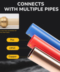 KAINGA 3/4 in brass push-fit check valve for copper, CPVC, and PEX pipes with disconnect clip