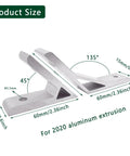 Image of 135 and 45 degree aluminum corner brackets for 2020 aluminum extrusion, measuring 60mm and 15mm, heavy-duty design.