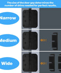 10 Pack 3.5 Inch Door Hinge Shims For Interior Doors Easy Gap Filler And Alignment Spacers, shown in narrow, medium, wide use
