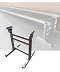 Heavy Duty Adjustable Height Roller Stands Rock Solid Conveyor Support Legs For Table Saws And Woodworking Shops. Stainless steel leg shown.