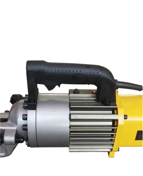 AOXHUGB Handheld Rebar Bender And Cutter With Electric Hydraulic Power, featuring a sturdy black handle and robust cast steel body.