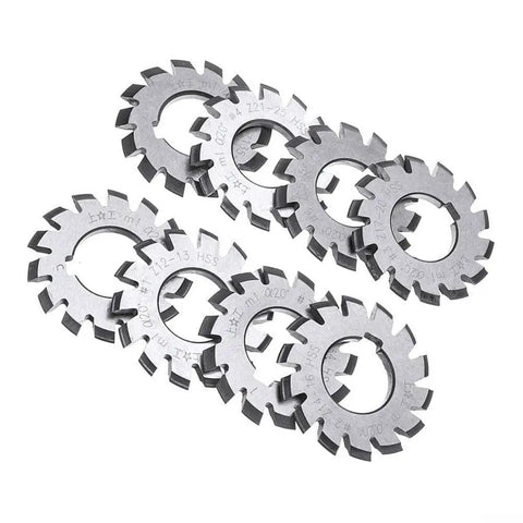 M1 Pro Grade Gear Cutter Set With HSS Involute Milling Cutters For Metalworking And CNC Machining shown at an angle