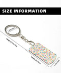 Slick Mini Abstract Rectangle Aluminum Keychain Featuring A Dope Scattered Grid Plated Finish Rust Resistant Metal Key Holder And Bag Charm Daily Accessory For Her And Him with size details.