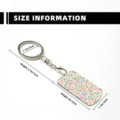 Slick Mini Abstract Rectangle Aluminum Keychain Featuring A Dope Scattered Grid Plated Finish Rust Resistant Metal Key Holder And Bag Charm Daily Accessory For Her And Him with size details.