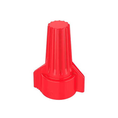 Red WingTwist WT52 wire connector with contoured wing design for two or more copper wires in electrical boxes, single view.