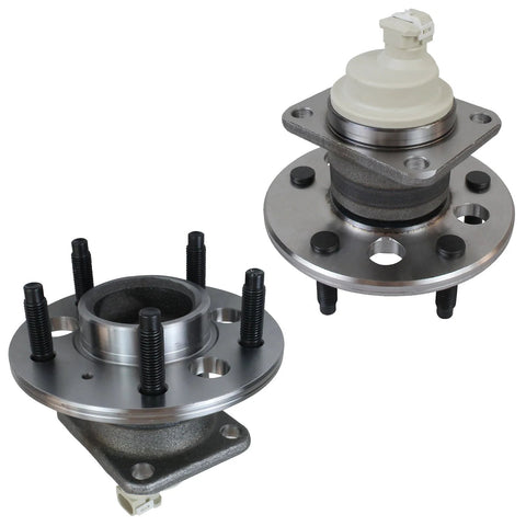 Two Pack Rear Wheel Hub And Bearing Assembly For Front Wheel Drive Impala Regal Grand Prix LaCrosse Century Monte Carlo Aztek Venture Montana Intrigue Allure 5 Lug With ABS For Your Ride, shown with 5-lug pattern and ABS sensor.
