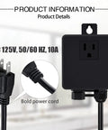 Matte Black Air Switch Kit With Long Button For Garbage Disposal Single Outlet Full Brass Construction power cord detail