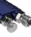 Close-up of High End Mini Pneumatic Paint Sprayer with Gravity Feed Cup and 0.8MM Nozzle, showcasing the air connector and adjustment knob.