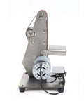 Electric Mini Belt Sander Heavy Benchtop Grinder And Polisher Sporting 9000Rpm Adjustable Speed with aluminum body and motor.