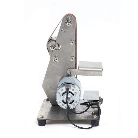 Electric Mini Belt Sander Heavy Benchtop Grinder And Polisher Sporting 9000Rpm Adjustable Speed with aluminum body and motor.