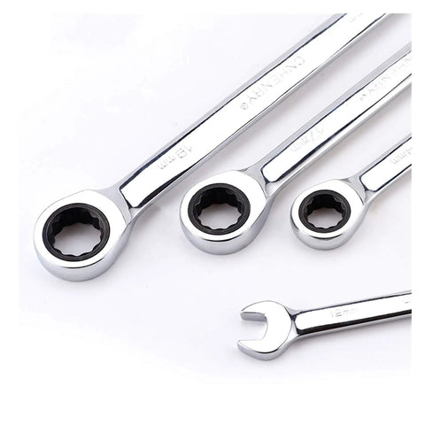 Close-up of 8 To 32mm Ratchet Spanner Set With Reversible Wrenches And Gear Ring Keys For Auto Repair Pro Grade Built To Last