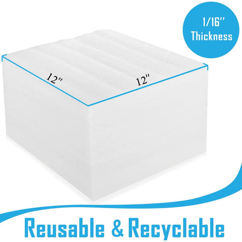 100 Pack 12x12 Foam Sheets One Sixteenth Inch Thick Cushioned Padding For Packing Moving And Shipping Protective Foam Wrap For Fragile Items Great For Storage And Transit Of Dishes Electronics And Glassware