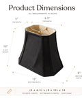 Rectangle Cut Corner Lamp Shade 5x6.5 Top By 8x12 Bottom 10 Inch Slant Height Black With Gold Lining dimensions view
