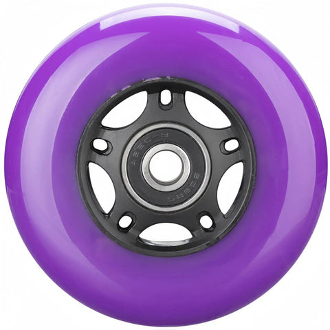 Pro Grade Inline Skate Wheels With ABEC-9 Bearings And Floating Spacers For Roller Hockey Skates, 85A Indoor Outdoor, Purple Wheel