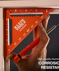 4-1/2 Inch Aluminum Trim Square With Dual Reference Base And Laser-Etched Markings For Rafter And Carpenter Work in use