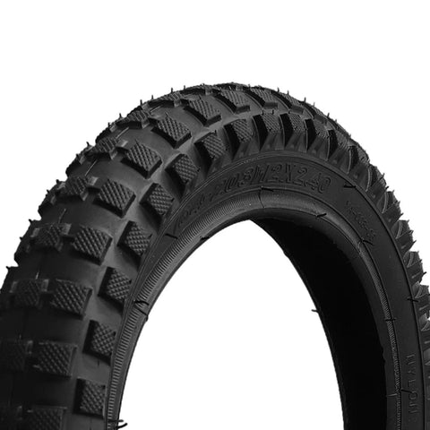 Close-up of 12 Inch Bicycle Tire And Inner Tube Set With Puncture Resistant Outer Tire And AV Valve For Bikes Scooters And Electric Skateboards Ride Ready