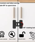 5 Pack Child Safety Cabinet Locks With 10 Adhesive Backings, black ABS lock on cabinet doors, easy 90° rotation mechanism.
