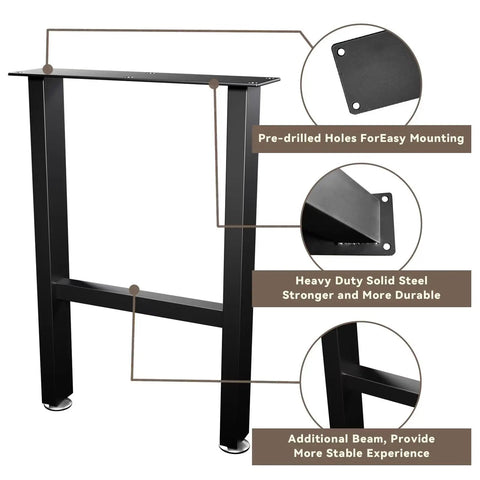 16 Inch Metal Table Legs for DIY Coffee End Tables Black Set of 2 Heavy Duty Steel Replacement Legs 16 Inch High by 11 Inch Wide