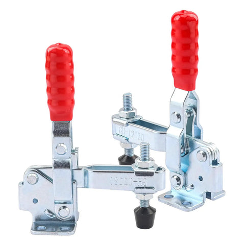 10 Pack Quick Release Horizontal Toggle Clamps Gh 12130 Heavy Duty Five Hundred Lbs Grip For Woodworking Welding showing red handles and steel brackets.