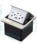 Pop Up Floor Outlet Box With 20 Amp Tamper Resistant Type A And Type C USB 5V 5A Receptacle Corrosion Resistant Hardware ETL Listed