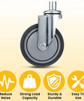 Heavy Duty Gate Wheel Spring Loaded Casters 4 Inch Sliding Gate Wheel showing steel wheel and features like noise reduction.