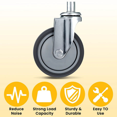 Heavy Duty Gate Wheel Spring Loaded Casters 4 Inch Sliding Gate Wheel showing steel wheel and features like noise reduction.