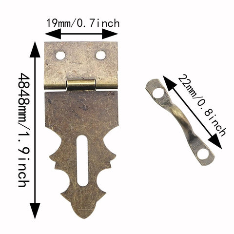 4 Pack Metal Retro Mini Lock Buckle Hinges Antique Bronze With Mounting Screws For Iron Boxes Gift Boxes Wine Boxes Jewelry Boxes Craft Projects And Box Hardware measuring 48.5mm x 20mm