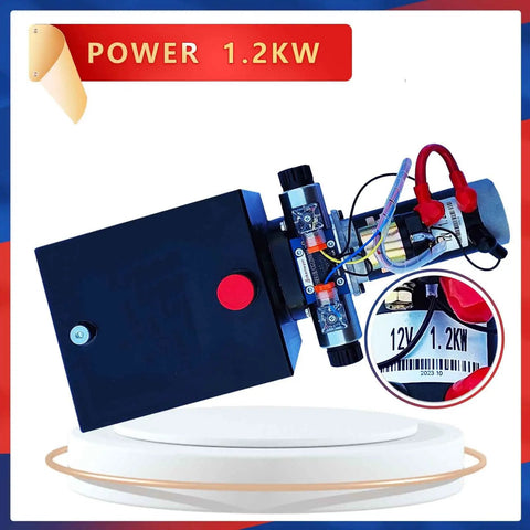 12V Hydraulic Power Unit For Car Lifting Platforms And Dump Trailers, Portable Self Contained Hydraulic Pump Station, 1.2 kW Double Acting 8 Qt, Beefy Heavy Duty Power Pack For Mobile Lifting