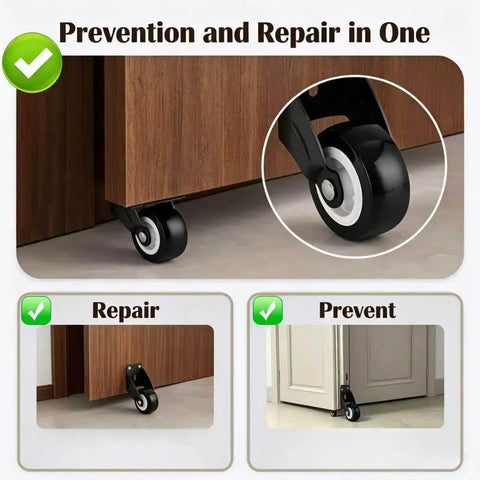 Two Inch Gate Support Rollers Anti Sag Door Bottom Casters Carbon Steel Mount Kit For Wood Fence Panels shown in use with wooden doors.