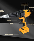 Brushless Cordless Rivet Gun Compatible With Dewalt 20V Max showing replaceable nail pull head and anti-slip handle.