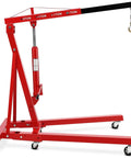 Heavy Duty Hydraulic Engine Hoist Cherry Picker 4400 Lbs Capacity with red frame and telescopic boom for auto repair tasks.