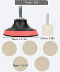 Car Glass Scratch Remover Kit With 100G Cerium Oxide Powder showing 80mm disk, 25mm wool wheel, polishing pads