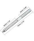 Tough As Nails M6 Hanger Bolts Two Point Seven Six Inches Double Ended Zinc Coated Steel Fasteners Kickass For Furniture Legs And Woodworking Joints Heavy Duty Pack Of Eight, showing detailed dimensions.