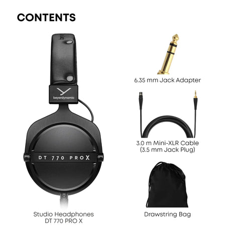 DT 770 Pro X Wired Studio Headphones 48 Ohm Closed Back For Recording And Mixing, adapter, cable, drawstring bag included