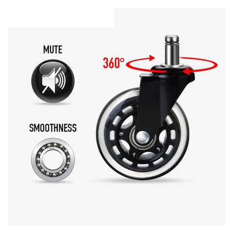 3 Inch Silent Office Chair Caster Replacement Swivel Rubber Soft Safety Roller 60Kg Capacity Stem Caster 11x22mm showcase