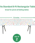 Two Pack Fitted Plastic Tablecloth With Elastic Edge No Slip Windproof Table Cover For Birthday Parties Picnics Outdoor Events
