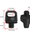 Set Of Two Quick Release Camera Strap Screws Featuring A 1/4 Inch Mount With Plush Rubber Buffers For A No Sweat Easy Snap On Upgrade To Your Dslr Or Mirrorless Rig In Black, showcasing dimensions.