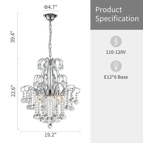 Crystal Chandelier 5 Light Pendant Ceiling Light Modern Fixture For Bedroom Hallway Bar Kitchen Bathroom Glam Chandelier