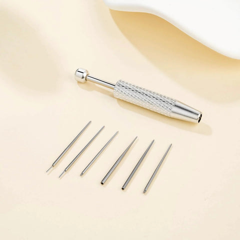 Stainless Steel Piercing Taper Grabber Tool Kit with threadless insertion pin and thread pins for 16G and 18G jewelry