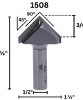 V Groove Router Bit 90 Degree Included Angle Carbide Tipped For Engraving Lettering Sign Making And Decorative Edges One And A Half Inch Cutting Diameter Three Quarters Inch Point Length One Half Inch Shank Two And Five Eighths Inch Overall Length with dimensions